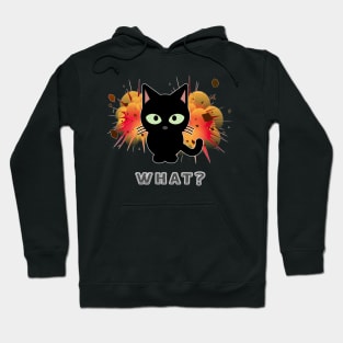 Funny Crazy Black Cat Explosion What? Hoodie